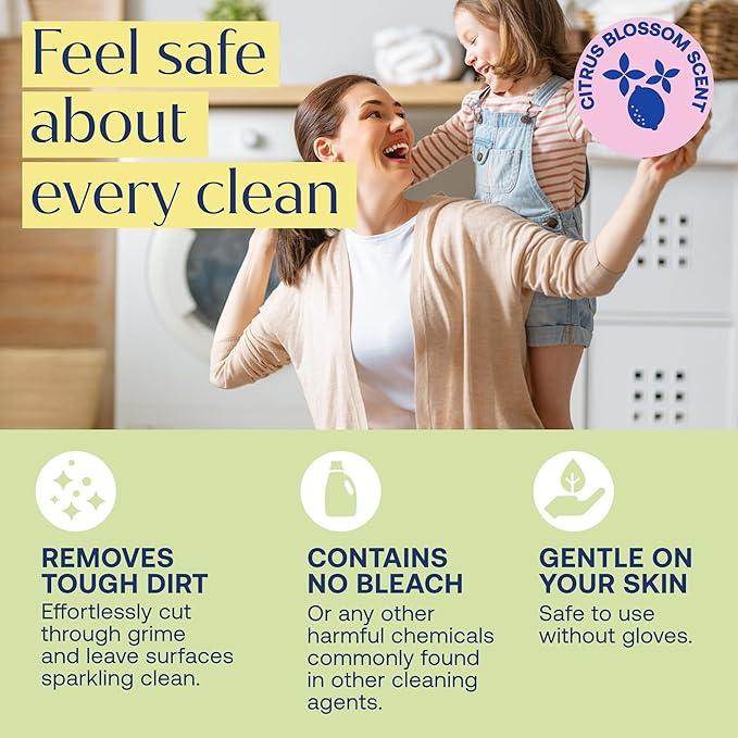 Bathroom Cleaning Spray Refill Tablets - All-Purpose Cleaner Spray Tablets - Natural Cleaning Products - Plant-Based - Citrus Scent- No Harsh Chemicals - 4 tablets (bottle not included)