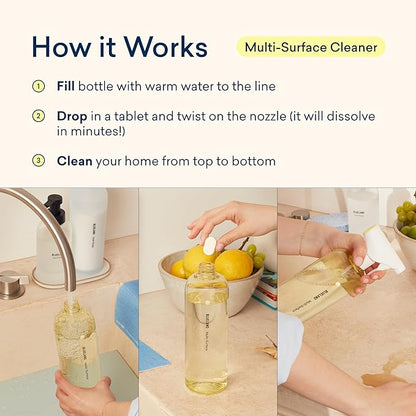 BLUELAND Multi-surface Cleaner, 10-Pack Refill, Fresh Lemon Scent, All-Purpose, Eco-Friendly Cleaning Supplies, 10 x 24 Fl oz