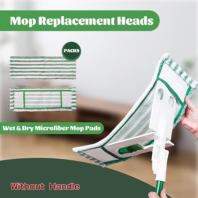 3 Pack Microfiber Mop Pads Refills Compatible with Libman Wet &Dry Dust Mops, Reusable Washable Replacement Mop Heads for Floor Cleaning, Easy to Install and Remove Flat Mop, 18Inch
