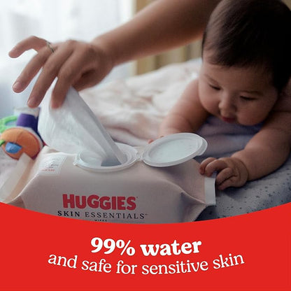 Huggies Skin Essentials Baby Wipes, Hypoallergenic, 99% Water, 15 Flip Top Packs (840 Wipes Total)