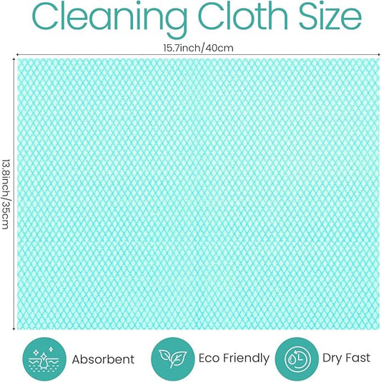 Tioncy 400 Pcs Disposable Cleaning Cloths Reusable Handy Wipes for Kitchen Multi-Purpose Dish Towels and Dish Cloths Absorbent Cleaning Cloth Cleaning Wipes for Kitchen and Home(Green)