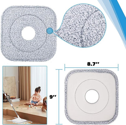 Mop Head Replacements for Floor Cleaning Washable and Reusable Dry Sweeping Cloths 4 Microfiber Silk Square Mop Pads Refills