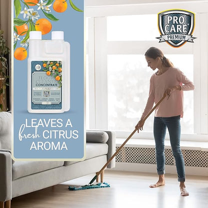 Citrus Floor Cleaner Concentrate (Made in USA) | Vinyl, Wood, Tile, Stone & Laminate Floor Cleaner For Mopping, Household Supplies, Cleaning Solution For Kitchen & Bathroom - 16oz (474ml)