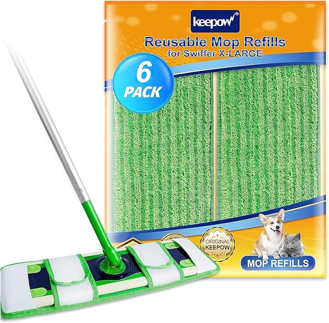 6 Pack Wet Pads Refill for Swiffer, XL Dry Sweeping Cloths, Reusable Mop Pads for Swiffer