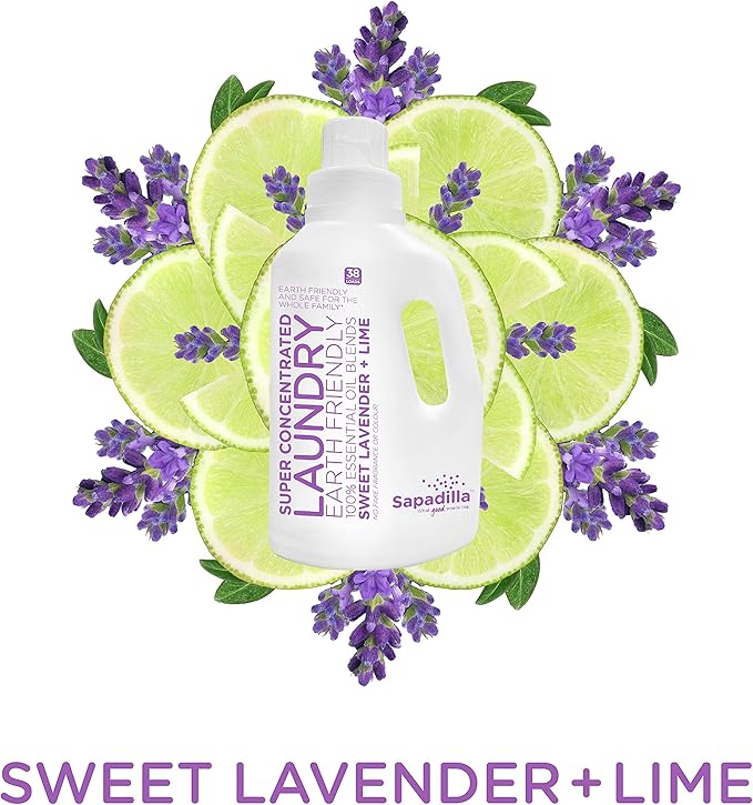Sapadilla Sweet Lavender + Lime High Efficiency (he) Biodegradable Laundry Detergent Liquid , 32 Ounce