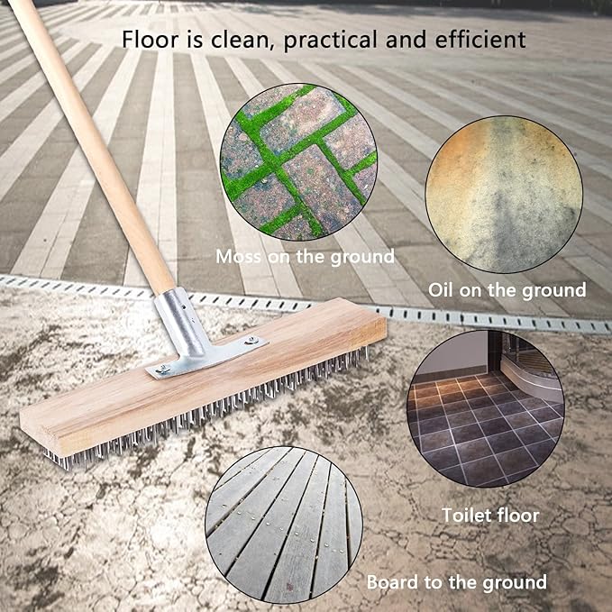 Steel Brooms, 2PCS 11.8" Wire Broom Brush with Robust Metal Holder, Wire Broom Head with Socket for Wooden Handle, Metal Broom Garden Broom for Household Kitchen Catering Commercial-Silver