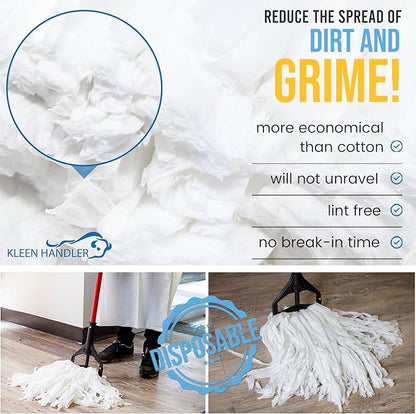 KLEEN HANDLER Disposable Industrial Mop Head Replacement, Non-Woven Cut End Floor Cleaning Wet Mop Head Refill (Pack of 3)