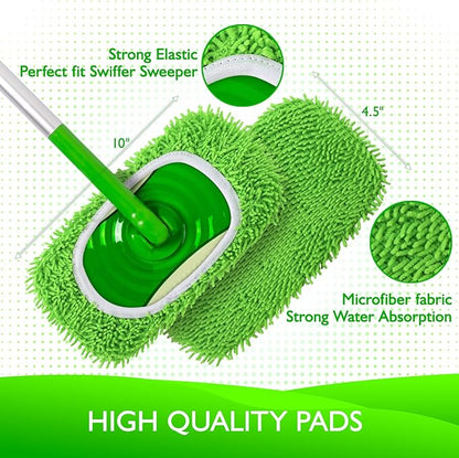 4+6 Pack Reusable Microfiber Mop Pads Compatible with Swiffer Sweeper- Dry Sweeping Cloths & Wet Mopping Cloths - Washable Wet Pads Refill for Mopping Floors (Mop is not Included)