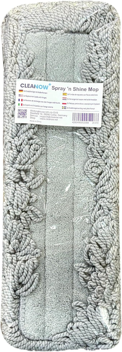 Spray ‘n Shine Spray mop for Floor Cleaning - 2 x Wet & Dry Washable Microfiber Pads - 330 ml Refillable Bottle - Pad Refill with Fringes