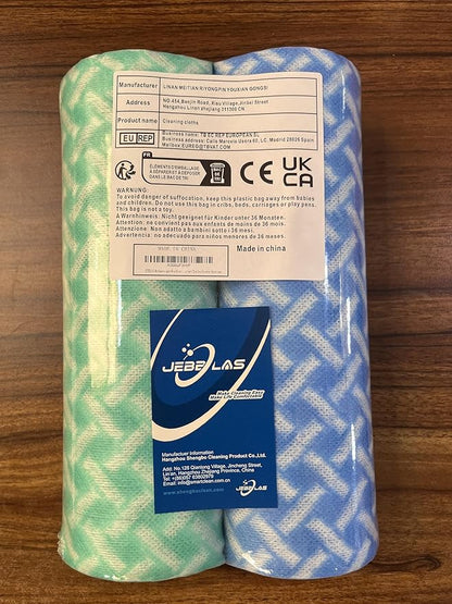 JEBBLAS Disposable Cleaning Towels Dish Cloths Reusable Towels, Quick-dry 50 Count/Roll (Blue & Green)