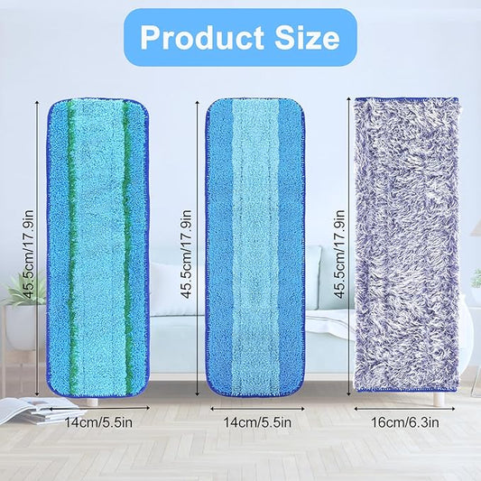 8 Pack Microfiber Cleaning Pad for Hardwood & Hard Surface Floors Dry Wet Floor - Includes 6 Microfiber Cleaning and 2 Dusting Pad - Mop for 18 Inch Mop