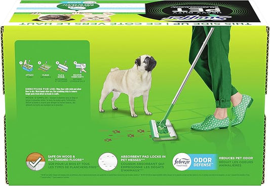 Swiffer Sweeper Pet Heavy Duty Multi-Surface Wet Cloth Refills for Floor Mopping and Cleaning, Fresh scent, 16 count, Pack of 2
