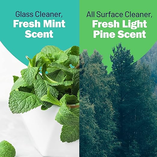 Glass Cleaner and All Surface Cleaner, Safe and Effective All Natural Cleaning Products, 14 oz Continuous Spray Cans, 2 Pack