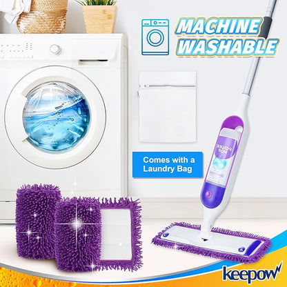 KEEPOW Reusable Power Mop Refills Pads Compatible with Swiffer PowerMop Mop - Power Mop Pads Refill - Washable Microfiber Pads for Multi-Surface Floor Cleaning, 8Pack