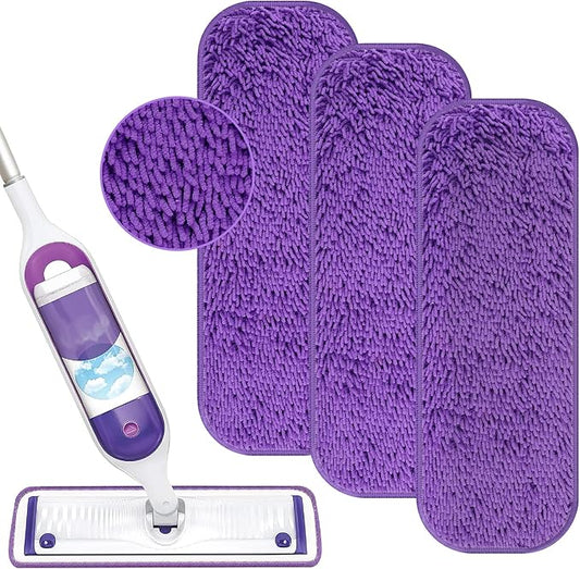 Reusable Power Mop Refill Pads for Swiffer Power Mop Starter Kit - Swifter Powermop Pads Refills - Multi-Surface & Wood Mopping Pad Refil for Floor Cleaning - Washable Microfiber Pad, 3 Pack