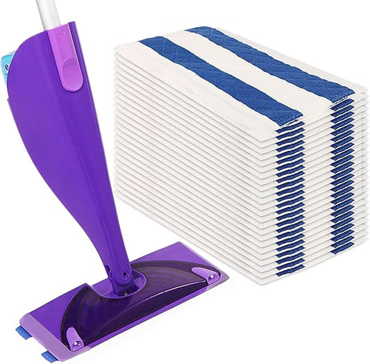 30 Count Microfiber Mop Refills Compatible with Swiffer Wetjet, 11 Inch Heavy-Duty Semi-Disposable Mop Pads for Wet Dry Cleaning (for Stubborn Stain)