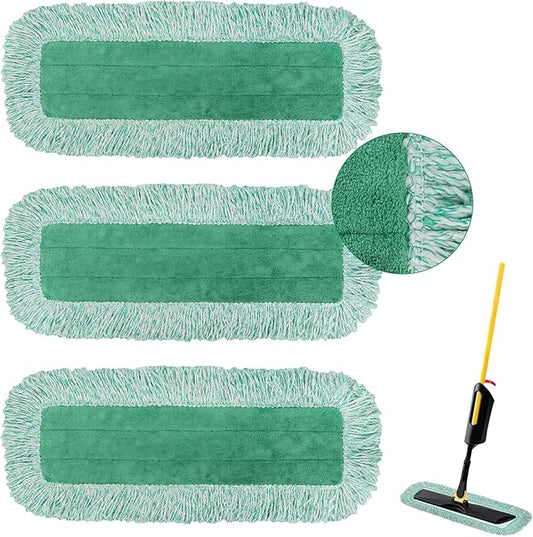 18 inch Microfiber Mop Replacement for Rubbermaid: Reusable Wet&Dry Commercial Microfiber Dust Mop Refills Fit for Any Flat mop System 18"(3 Pack)