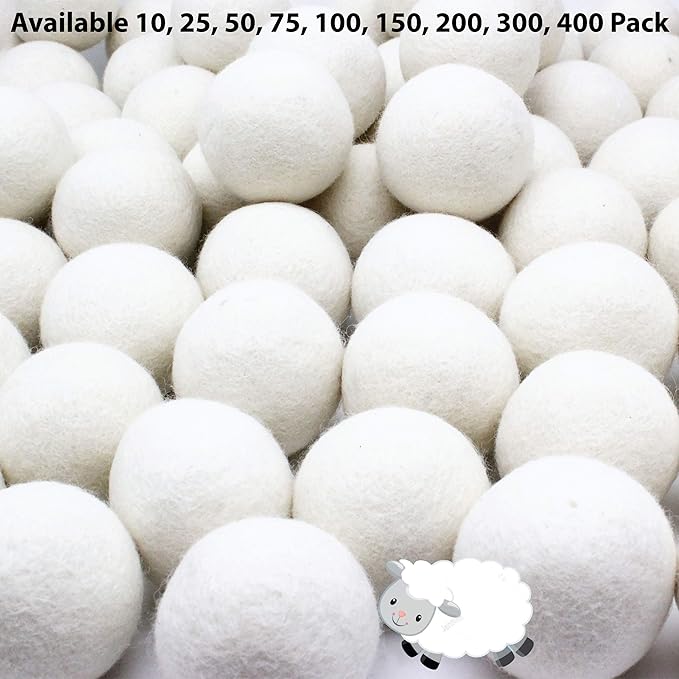 Wooland Wholesale Bulk Laundry XL Premium Wool Dryer Balls - 100% New Zealand Organic Wool Natural Fabric Softener for Sensitive Skin, Babies (200 Count)