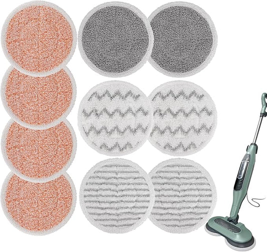 S8201 S7001 Steam Mop Pads: 10 Pack Steam Mop Pads for Shark S8201 S8001 S7001 S7000AMZ S7201 S7001TGT Series Steam Mop, Microfiber and Scrubbing Spin Mop Pads for Steam & Scrub Hard Floor Steam Mop