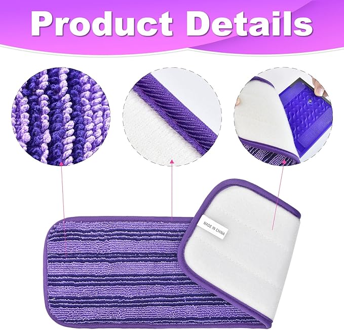 Mop Pads Compatible with Power Mop, 11 Count Refill Pads for Powermop Contains 9 Disposable Mop Pads Refills Suit for Power Mop and 2 Reusable Mop Pads for Power Mop