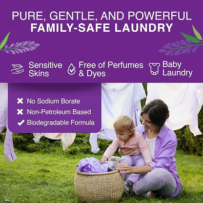 Good Natured Brand | Natural Laundry Detergent Powder | Washing Soda for Laundry | Tough Stain Remover | Hypoallergenic, Safe for Sensitive Skin | Eco-friendly | Lavender & Eucalyptus | 47oz 94 Loads
