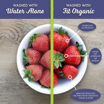 Fit Organic 32 Oz Soaker Produce Wash, Fruit and Vegetable Wash and Pesticide/Wax Remover