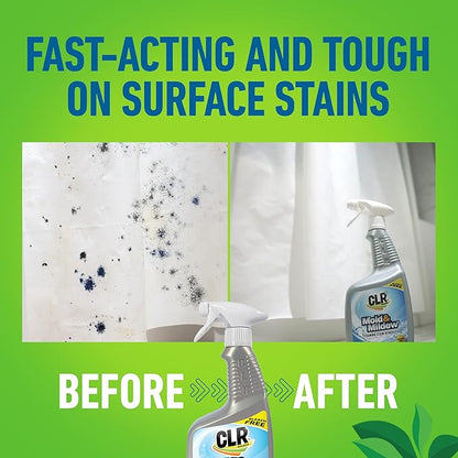 CLR Mold & Mildew Clear, Bleach-Free Stain Remover Spray Works on Fabric, Wood, Fiberglass, Concrete, Brick, Glass, and More - EPA Safer Choice, 32 Fl Oz (Pack of 2)