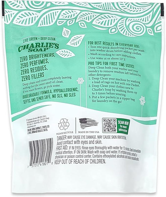 Charlie’s Soap – Fragrance Free Powdered Laundry Detergent Packets – 30 Pods (1 Pack)…