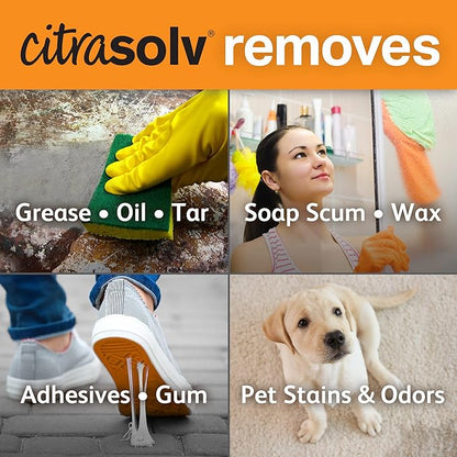 Citra Solv Concentrated Cleaner & Degreaser, Deodorizer, Home & Outdoor, Adhesive Remover, Natural Orange Oil 16 fl oz (12)