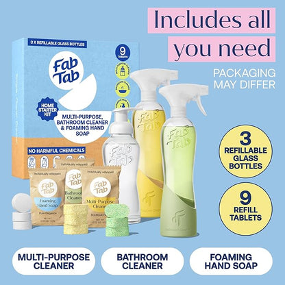 Home Starter Kit - Natural Cleaning Products - Household Cleaners - All-Purpose Cleaner Tablets - Plant-Based, Plastic-Fee - No Harsh Chemicals | Cleaning Kit