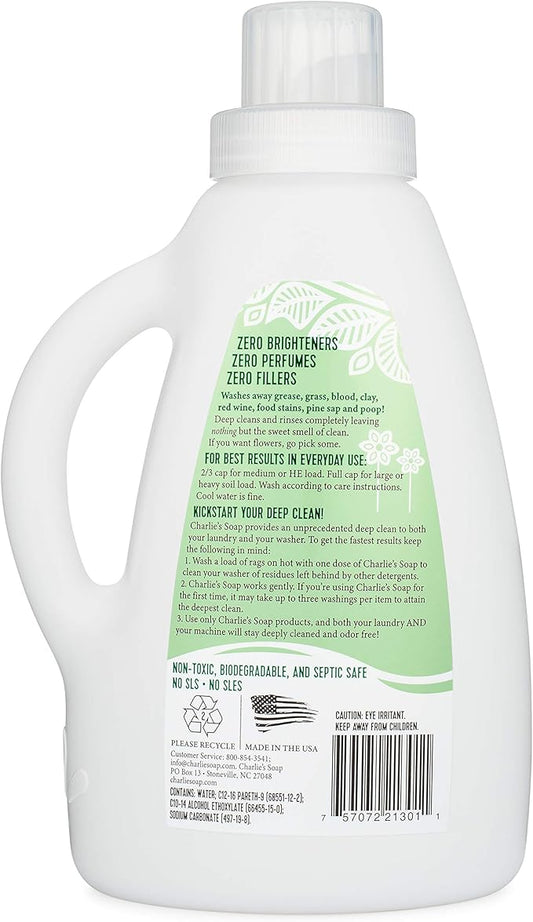 Charlie's Soap - Fragrance Free Laundry Liquid - 50 Loads (One 50-Load Bottle, 50 Total Loads)