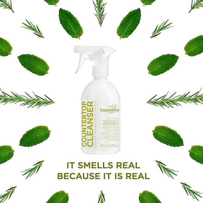 Sapadilla Multi-Surface Countertop Spray - Rosemary + Peppermint - Made with 100% Pure Essential Oil Blends, Multi-Purpose Household Cleaner, Aromatic, Plant Based, Biodegradable, 16 Ounce (Pack of 3)