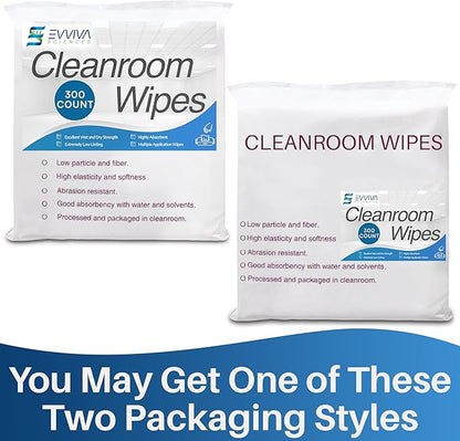 Cleanroom Wipes 9"x9" - 300 Low-Lint Wipes for Labs, Electronics & More - Durable & Absorbent-Works with Cleaning Agents & Solvents - Ideal for Precision Cleaning & Industrial Use.