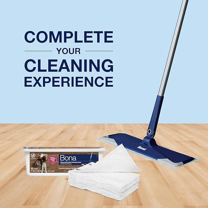 Bona Hardwood Floor Disposable Wet Cleaning Pads - 12 cleaning pads per pack - unscented - Use Mops - Residue-Free Floor Cleaning Solution for Wood Floors (Pack of 2)