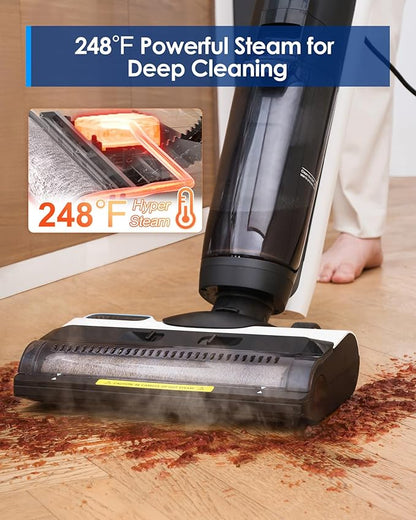 Tineco iFLOOR 5 Steam Corded Wet Dry Vacuum All-in-one, Steam Mop Hardwood Floor Cleaner Great for Sticky Messes, 248℉ High-temp Steam, Self-cleaning with steam