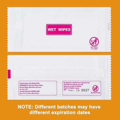 500 pcs Wet Wipes Individually Wrapped, Disposable Cleansing Wipes, Individual Wrapped for Hands, Face Cleaning, Daily Use