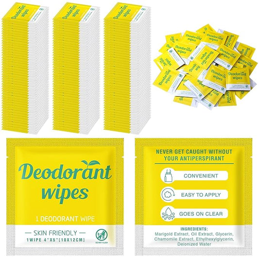 Timgle 100 Pcs Travel Deodorant Wipes Individually Wrapped Armpit Antiperspirant Deodorant Sweat Body Wipes for Women Men Teens Sports Travel Cleanse Skin and Underarm Excessive Sweating(Lemon)
