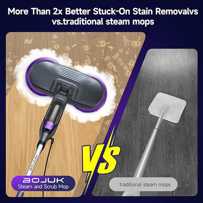Steam Spin Mop, Smart Steam & Scrub Mop with 4 Cleaning Modes & LED Headlights, Safe for all Sealed Hard Floors like Tile, Hardwood, Stone, Laminate, Vinyl & More F2