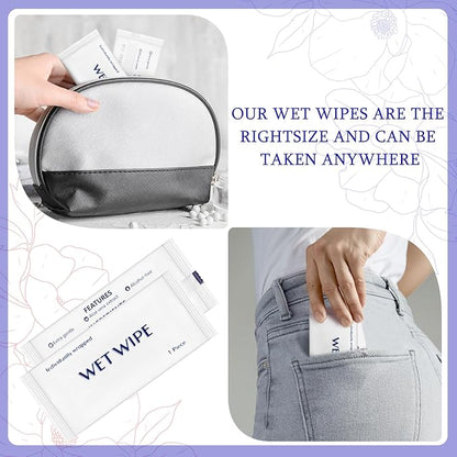 Timgle 300 Pack Individually Wrapped Wet Wipes Bulk Travel Size Unscented Hand Wipes Packets, Wet Napkins Clean Hands Quickly for Travel Homeless Restaurant Barbecue Wedding(White)