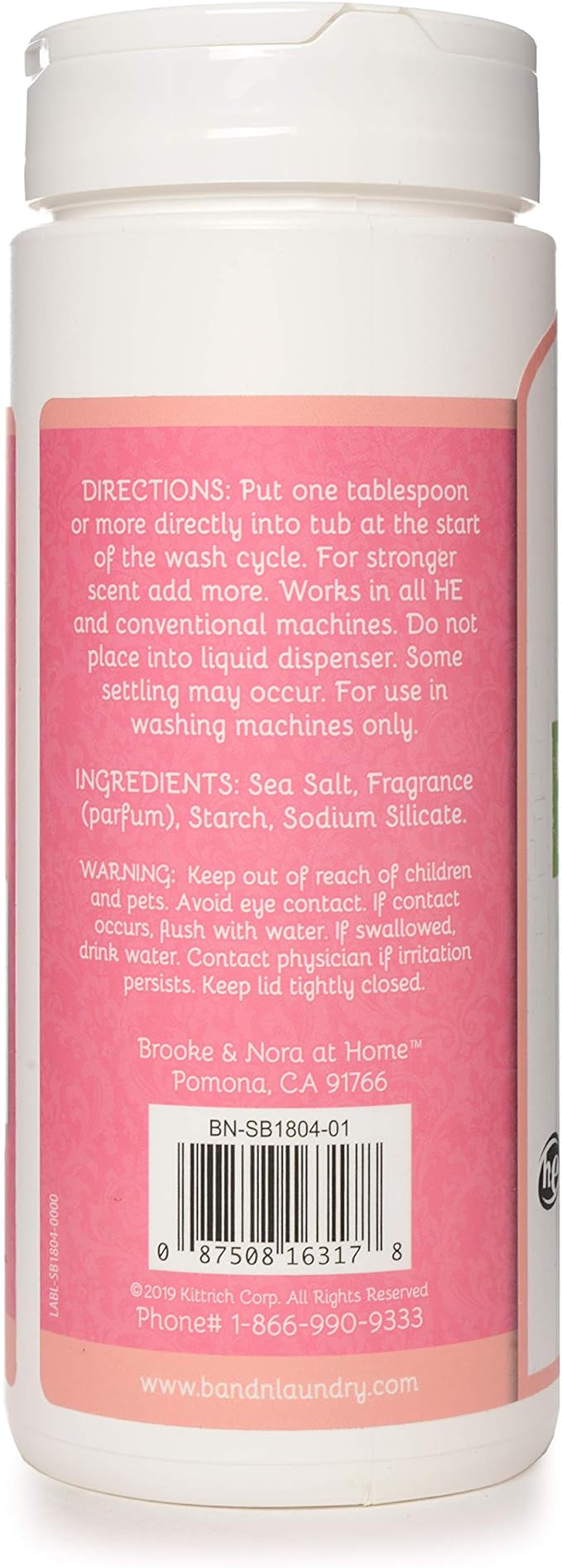 B&N All Natural Brooke & Nora at Home Laundry Scent Booster Made with Natural Sea Salt, Spring Blossom, 18 Ounce