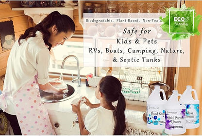All-Natural Multi-Purpose Cleaner. Safe for Sensitive Skin. Plant Based, Non-Toxic, Biodegradable. Safe for Babies. Refill size. Lavender Scented. One Gallon
