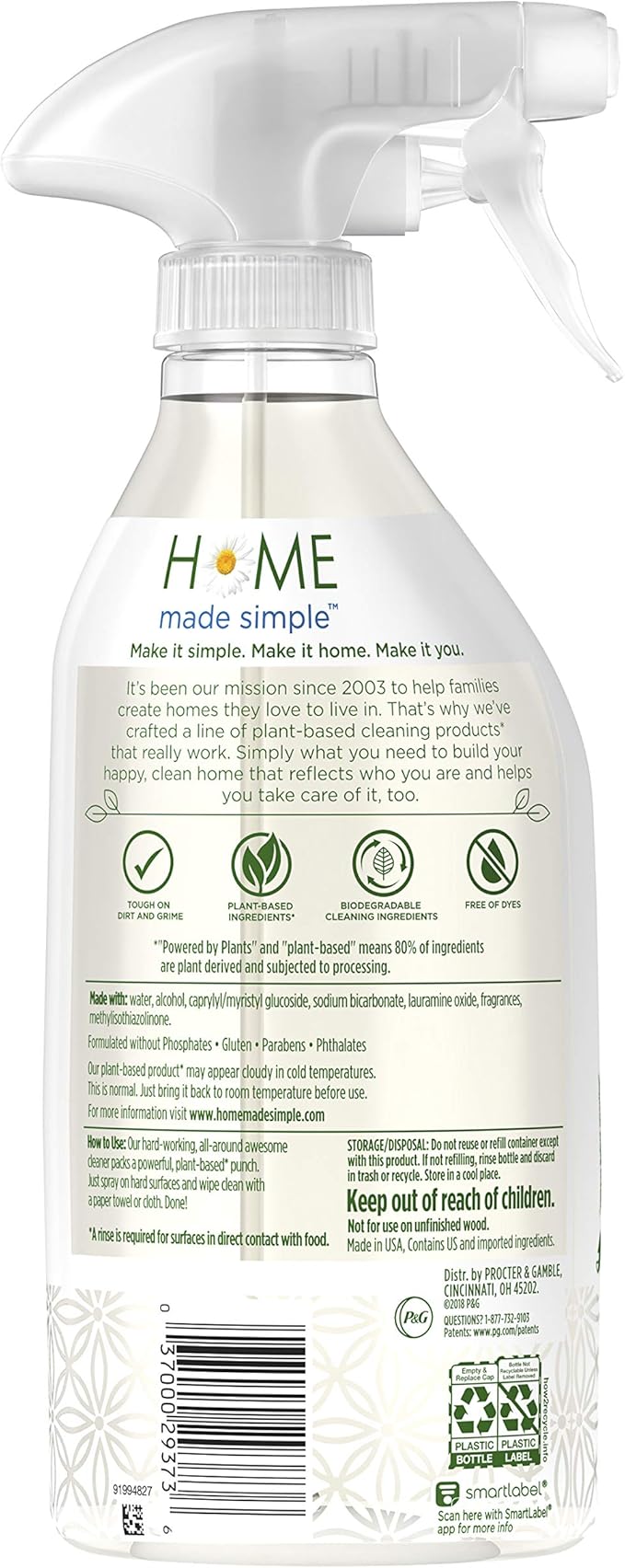 Home Made Simple All Purpose Cleaner Natural Household Surface Cleaning Spray, Rosemary Scent, 54 Fluid Ounce