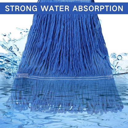 Roshtia 16 Pack Commercial Mop Head Replacements Looped End Wet Heavy Duty Mop Heads Cotton String Mops Industrial Cleaning Refills for Commercial Industrial Home(Blue, Yellow)