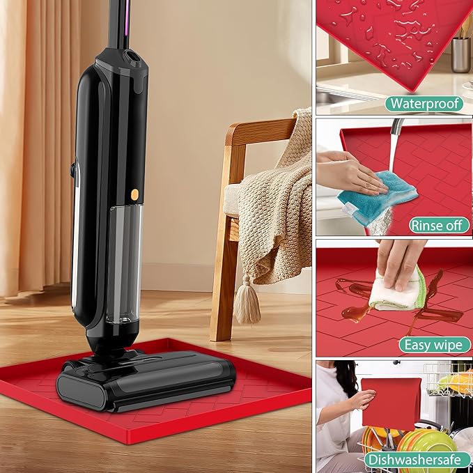 Vacuum Cleaner Silicone Mat,16''x15''x0.7'',vacuum cleaner accessories Silicone Mat Compatible with Shark,Bissell,Eureka,Dyson,Oreck, and more.Protects floors from scratches stains and water drips