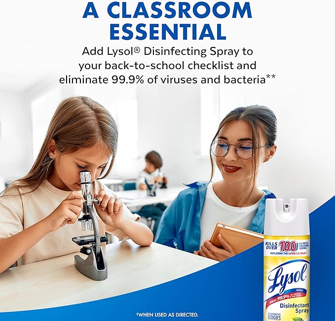 Lysol Disinfectant Spray, Sanitizing and Antibacterial Spray, For Disinfecting and Deodorizing, Lemon Breeze, 19 Fl Oz (Pack of 2), Packaging May Vary