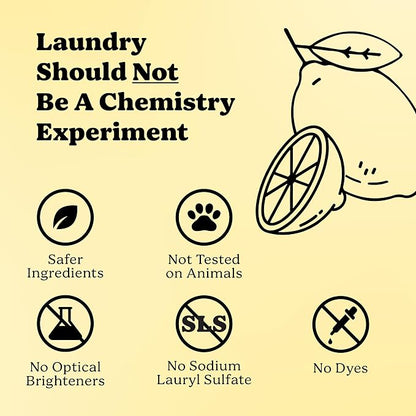 Pronounce Laundry Detergent Powder Alternative | Earth-Derived Ingredients, Eco-Friendly, Safer for Sensitive Skin, Eczema, and Babies. Stain + Smell Fighting. HE Safe (Lemon, 120 Loads).