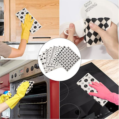 Lucomb 8 Pack Swedish Kitchen Dishcloths, Reusable Dish Cloth Paper Towels Washable Decorative Cleaning Cloths Sponge Wipes for Dish Washing, Super Absorbent & Quick Drying