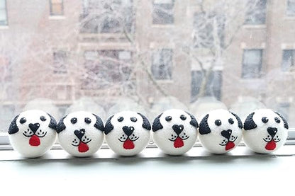 Organic Wool Dryer Balls - Dogs 6 XL Premium Quality Reusable Natural Fabric Softener, 100% Wool Hand Made, New Zealand Merino Wool, Pack of Dogs, Fair-Trade