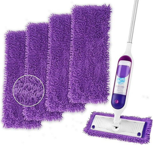 Reusable Power Mop Refills Pads Compatible with Swiffer Power Mop - Power Mop Pads Refill - Washable Microfiber Pads for Multi-Surface Floor Cleaning, 4 Pack