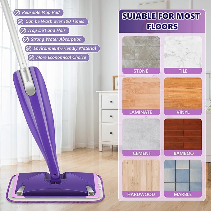 Reusable Mop Pads Compatible with Swiffer Wet Jet, Wet Jet Pads Refills for Swiffer Mop, 4 Pack Microfiber Replacement Pads for Hardwood Floor Cleaning, Dry Wet Mopping Cloths for 12" Wet Jet Refill